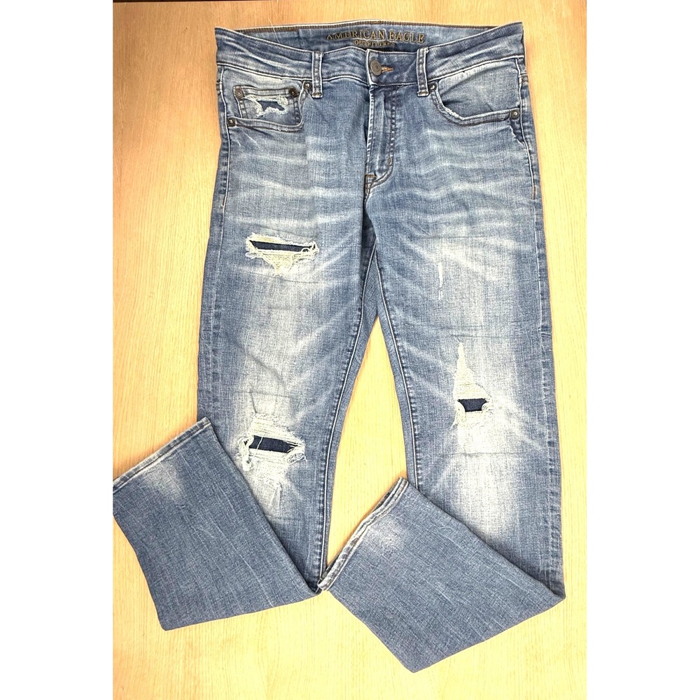 American Eagle Mens 31x32 Extreme Flex 4 Ripped Distressed Denim‎ Jeans